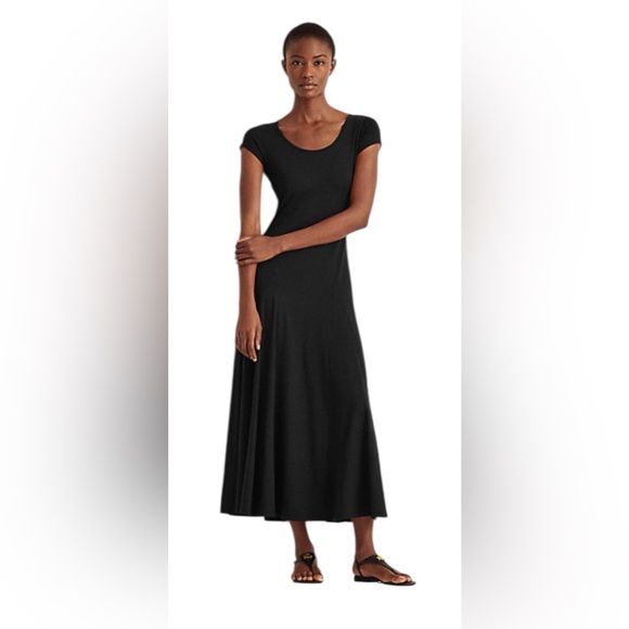 Polo Ralph Lauren Dresses & Skirts - Polo Ralph Lauren Cotton Maxi Dress Charcoal Gray with Purple Logo Womens Small